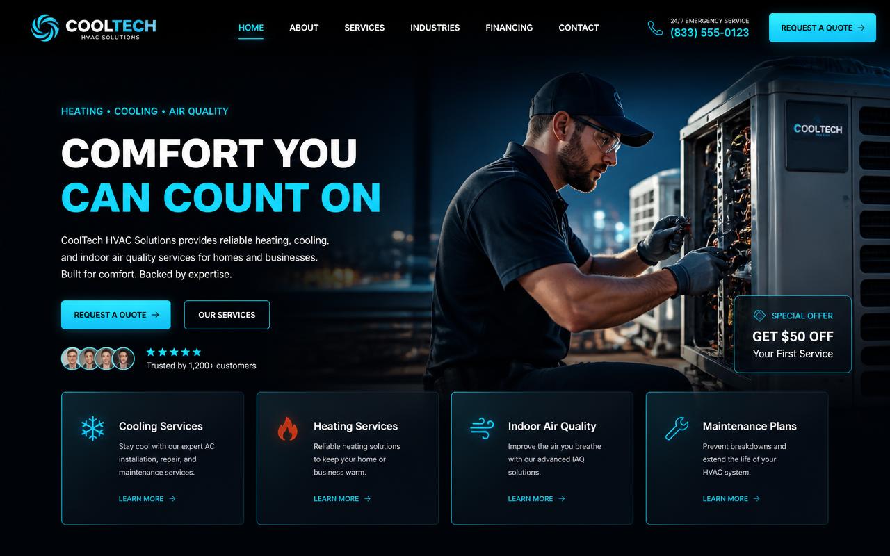 HVAC website built by Lawtegic Solutions